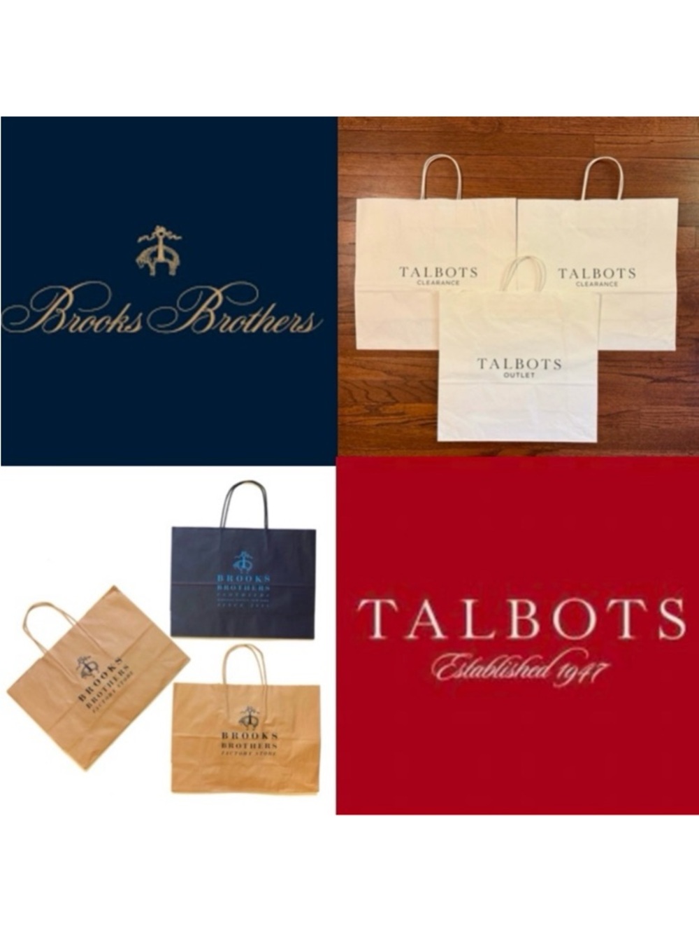 Shopping Bags 3 for 15 SALE CLEARANCE Talbots Brooks Brothers Paper Bags